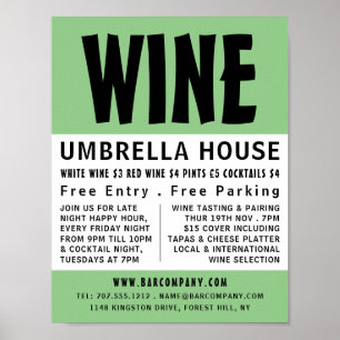 Modern Bold, Wine Bar/Winery Advertising Poster