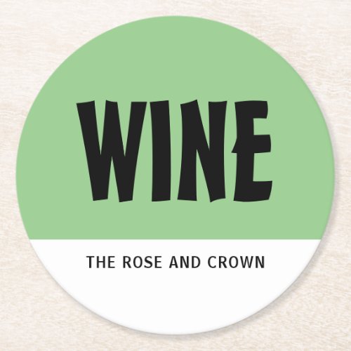 Modern Bold Wine BarWinery Round Paper Coaster