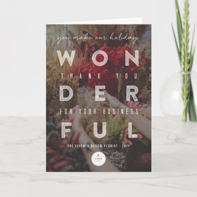 Modern & Bold Wonderful Typography Photo Business Holiday Card (Front)