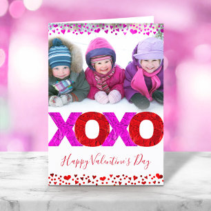 Modern Bold XOXO Valentine’s Day Hearts Photo Holiday Card
