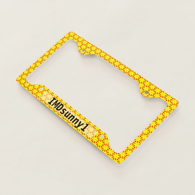 Modern Bold Yellow and Red Suns Abstract License Plate Frame (3/4)