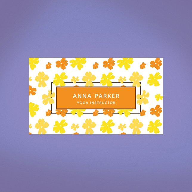 Modern Bold Yellow & Orange Flowers Business Card (Creator Uploaded)