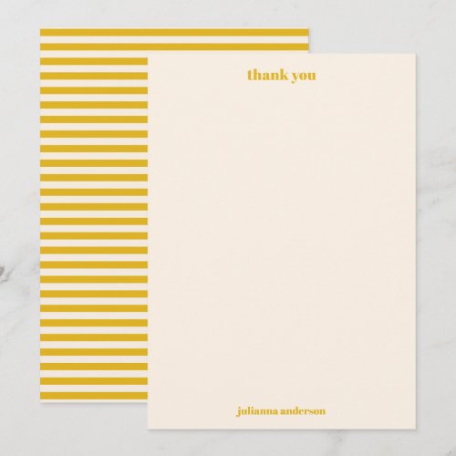 Modern Bold Yellow Stripes Personalized Name Thank You Card