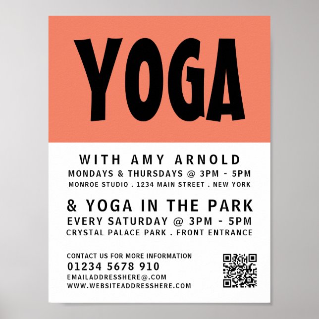 Modern Bold, Yoga Class Advertising Poster (Front)