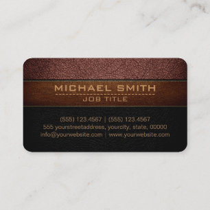 Modern Bole and Black Leather Look Business Card