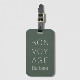 MODERN BON VOYAGE TRAVELER MOSS GREEN LUGGAGE TAG