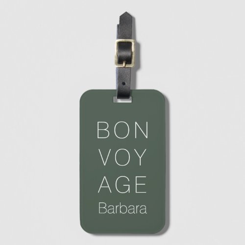 MODERN BON VOYAGE TRAVELER MOSS GREEN LUGGAGE TAG