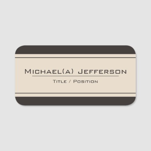 Modern Bone White  Black Unique Professional Look Name Tag