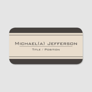Modern Bone White Black Unique Professional Name Tag