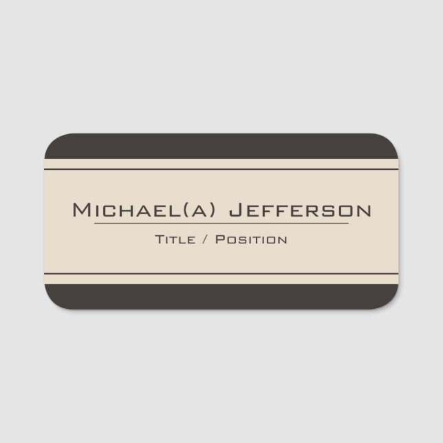 Modern Bone White Black Unique Professional Name Tag (Front)