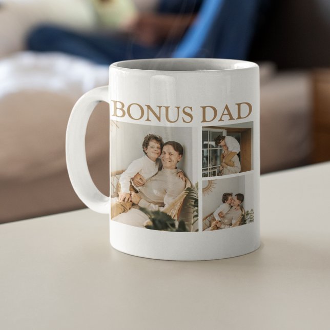 Modern Bonus Dad | 6 Photo Collage Coffee Mug (Creator Uploaded)