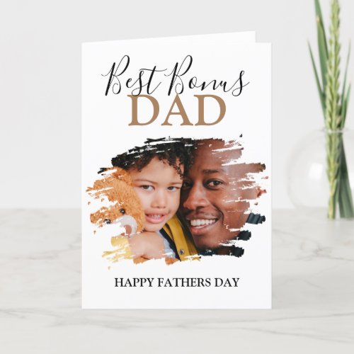 Modern Bonus Dad  Photo Fathers Day Holiday Card