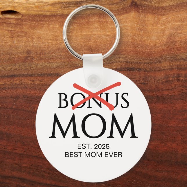 Modern BONUS MOM Established Keychain (Front)