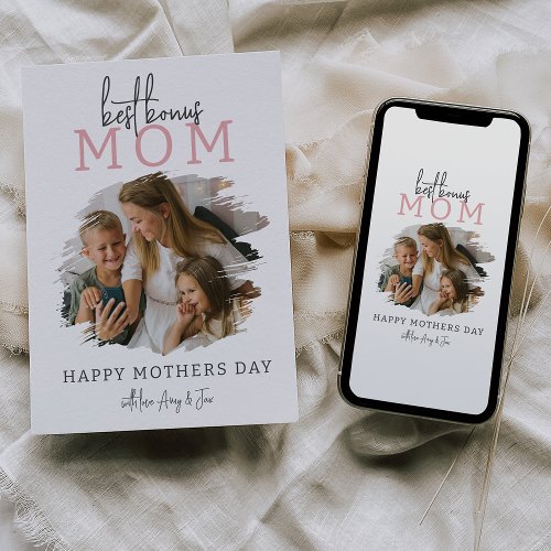 Modern Bonus Mom  Photo Mothers Day Holiday Card