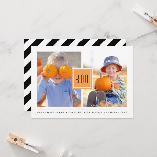 Modern Boo  Two Photo Halloween Card