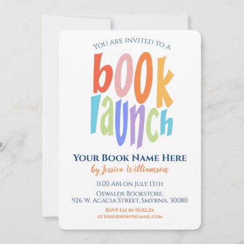 Modern Book Launch Signing Party Invitation