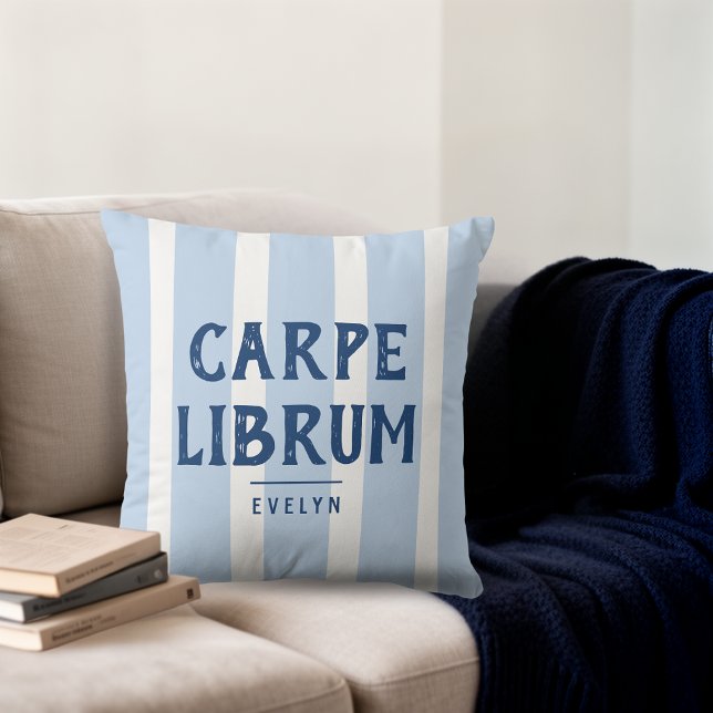 Modern Book Lover's Striped Custom Throw Pillow (Creator Uploaded)
