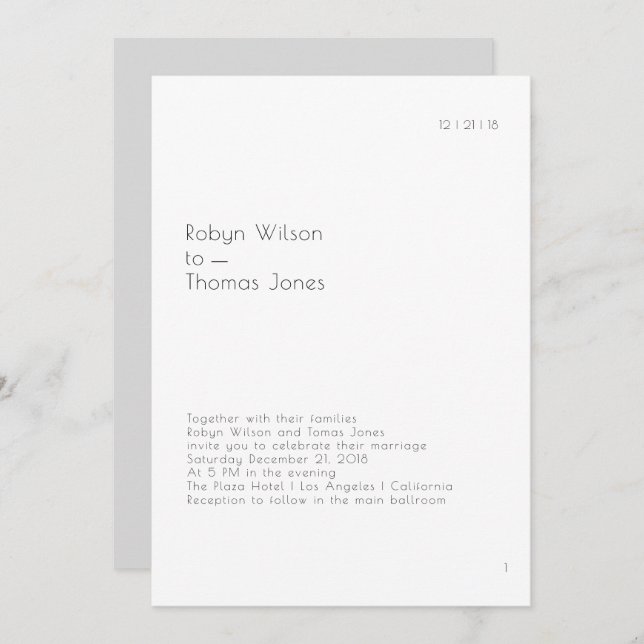 Modern Book Page Wedding Invitation 5x7 (Front/Back)
