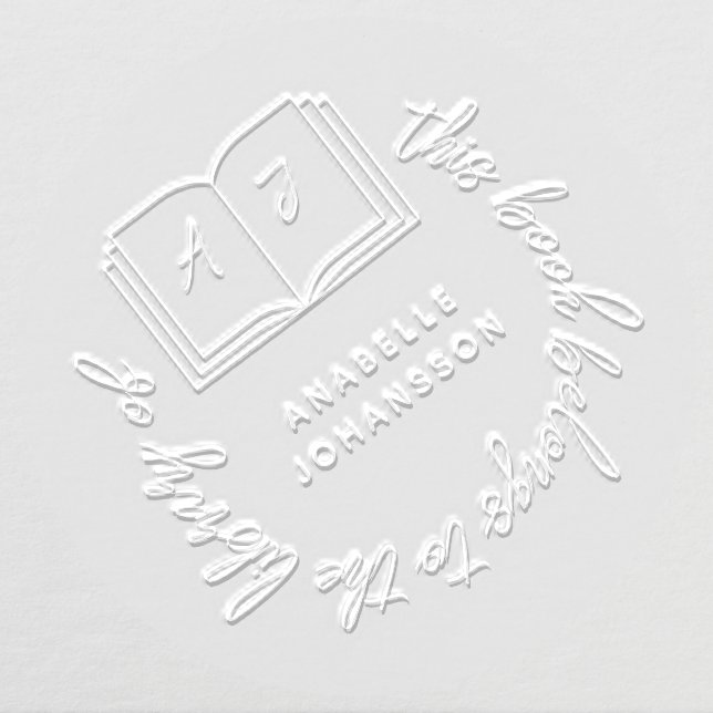 Modern Book Round Handwritten Custom Library Embosser (Design)