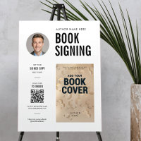 Modern Book Signing Event Easel Sign Author Photo
