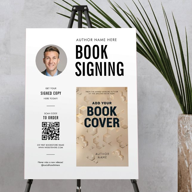 Modern Book Signing Event Easel Sign Author Photo (Creator Uploaded)