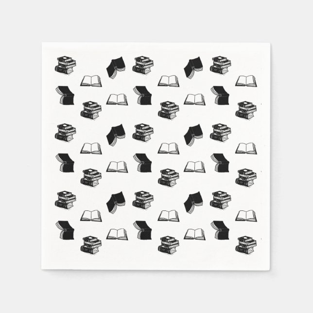 Modern Bookish Bibliophile Book Pattern Napkins (Front)