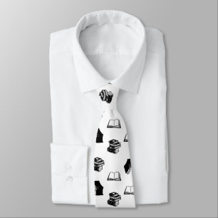 Modern Bookish Bibliophile Book Pattern Neck Tie