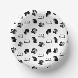 Modern Bookish Bibliophile Book Pattern Paper Bowls