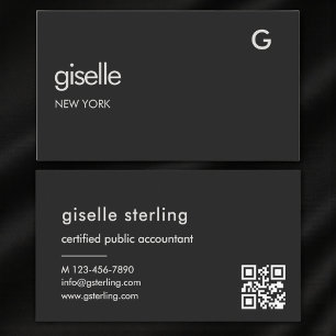 Modern Bookkeeper Accountant CPA Black QR Code Business Card
