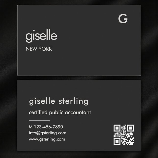 Modern Bookkeeper Accountant CPA Black QR Code  Business Card (Creator Uploaded)