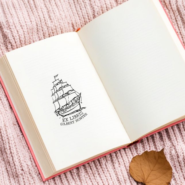 Modern Bookplate Ship Nautical Library Book  Rubber Stamp (Creator Uploaded)