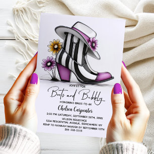 Modern Boots and Bubbly Bridal Shower Invitation