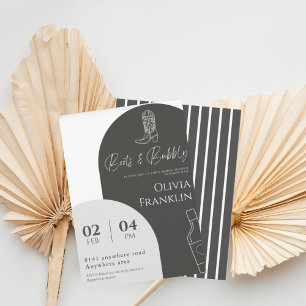 Modern boots and bubbly bridal shower invitation