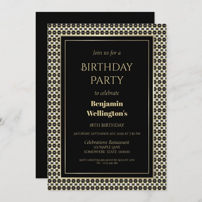 Modern Border 18th Birthday Party Invitation (Front/Back)