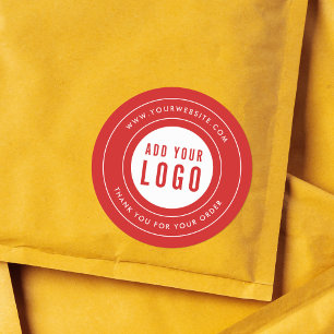 Modern Border Add Your Logo Thank You Custom Color Classic Round Sticker