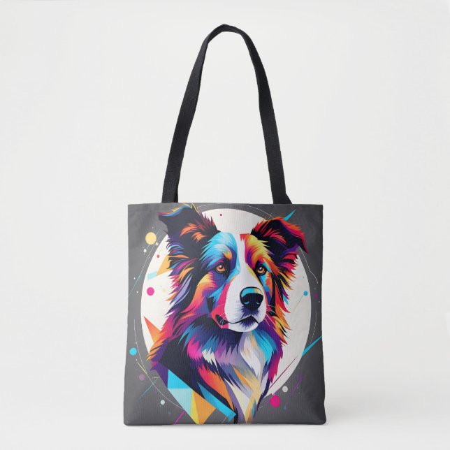 Modern Border Collie Abstract Tote Bag (Front)