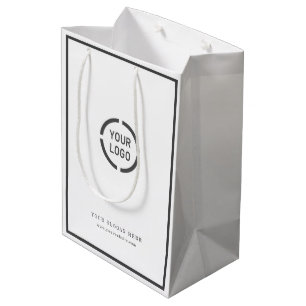 Modern border custom logo promotional branded medium gift bag