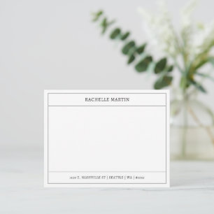 Modern Border Frame Name Address Flat Note Card