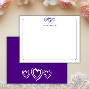 Modern Border Indigo Three Heart Note Card