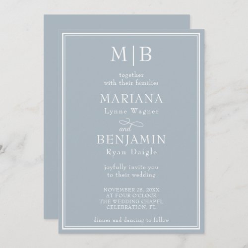 Modern Border Minimalist Boho Light Gray Wedding Invitation