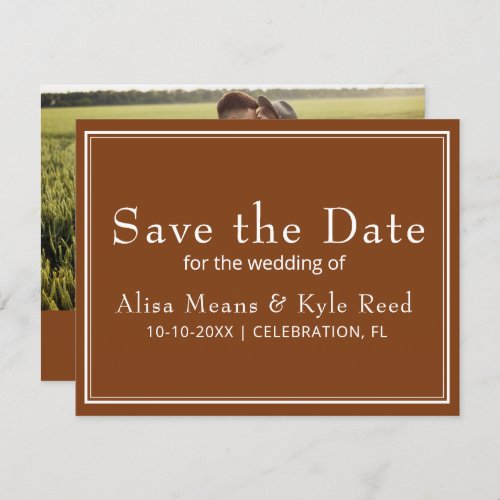 Modern Border Minimalist Brown Photo Save the Date