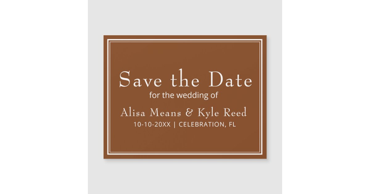 Modern Border Minimalist Brown Save the Date | Zazzle.com