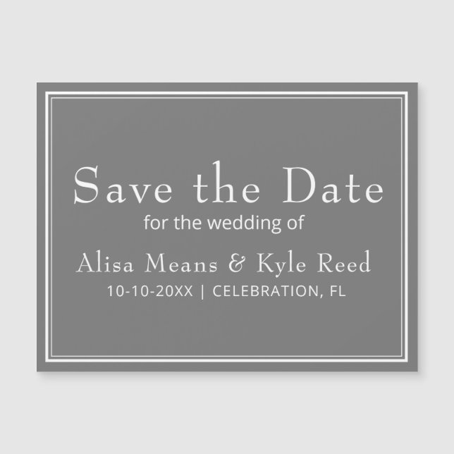 Modern Border Minimalist Gray Save the Date (Front)