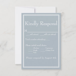 Modern Border Minimalist Light Gray Meal Choice RSVP Card