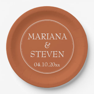 Modern Border Minimalist Terracotta Paper Plate