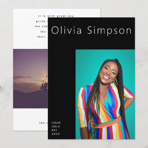  Modern Border Simple Black on Black Onyx Grad Announcement