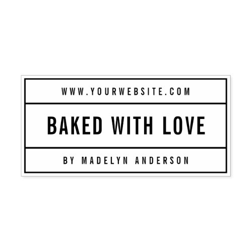 Modern Bordered Bold Name Website Baked With Love Self_inking Stamp