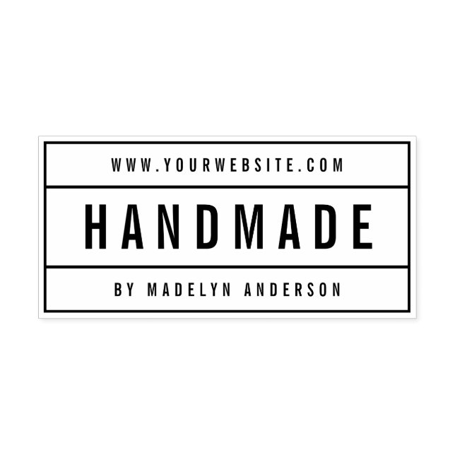 Modern Bordered Bold Name Website Handmade Self-inking Stamp (Design)