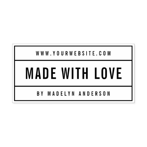 Modern Bordered Bold Name Website Made With Love Self_inking Stamp