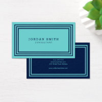 Modern Borders Dual Color Aqua Teal and Navy Blue Business Card